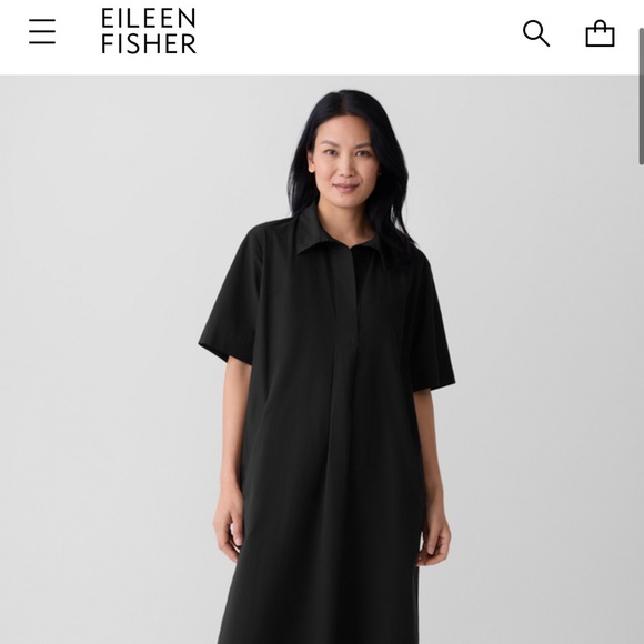 EILEEN FISHER Organic Cotton Black Shirtdress Sz L | Minimalist Queen Energy - Picture 4 of 5